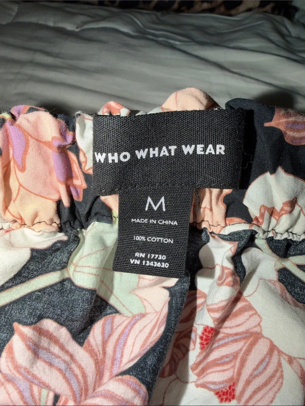Who What Wear Black Floral Skirt with Pink & Green Accents
